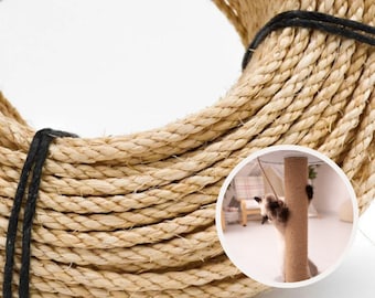 Natural sisal rope - Strong twisted rope for decoration, garden, crafts, DIY, macrame, scratching posts and cat trees - Spools and by the meter