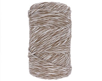 Combed cotton rope 4mm, 500gr, yarn for macrame, crochet, knitting, weaving, decoration, carpet - OEKO-TEX® certified - Feathers and leaves