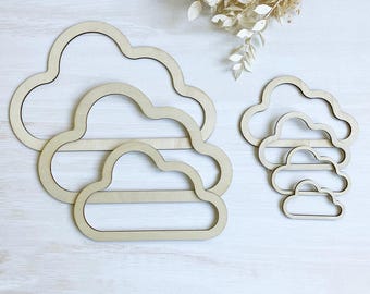 7pcs Wooden Cloud Shapes for Macrame Dream Catcher Tree of Life DIY Craft Decoration - Various Sizes
