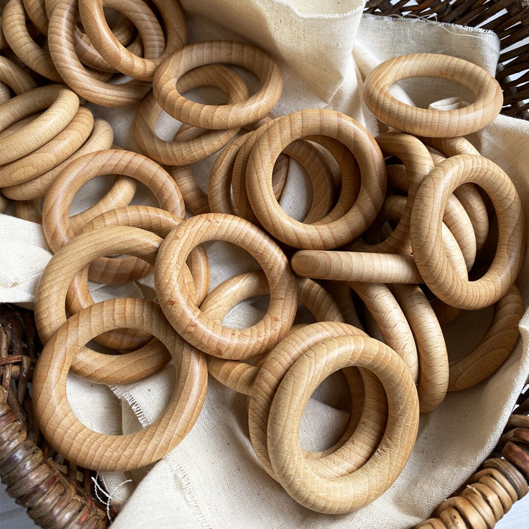Anneaux En Bois Macramé Lot De 20 - Diamètre 5,5cm - Naturel Non Traité Pour DIY Et Bijoux