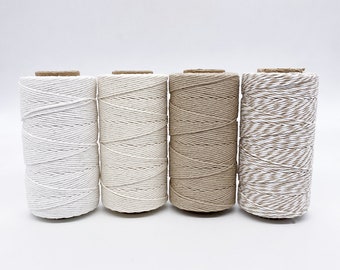 Fil de coton ciré 1mm 140m - Ficelle, cordon ciré pour micro-macramé, bijoux, décoration, macramé, "Baker’s Twine", scrapbooking