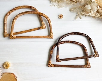 Set of 2 handles for wicker bag D shape - Creation of bags, handbags and shopping bags DIY macramé, knitting, crochet