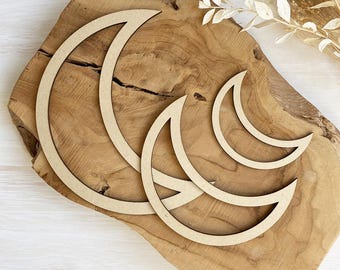 3pcs Wooden Moon Shapes Macrame Dream Catcher Tree of Life DIY Crafts Decoration - Various Sizes