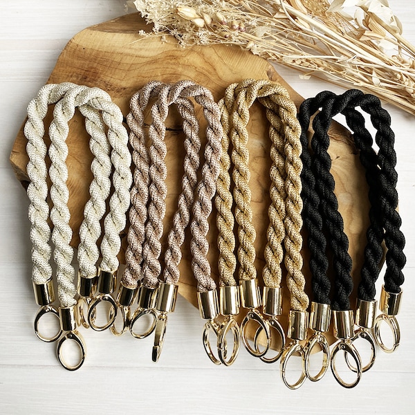 Anses de sac crochet et macramé en corde - Lot de 2 pièces / 1 paire + 4 anneaux mousquetons dorés - DIY sac à main QUALITÉ PREMIUM