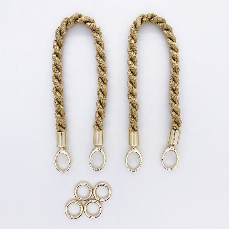 Anses de sac crochet et macramé en corde Lot de 2 pièces / 1 paire 4 anneaux mousquetons dorés DIY sac à main QUALITÉ PREMIUM image 4