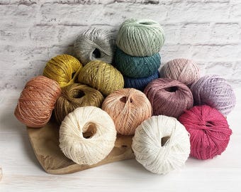 Flamed Linen Yarn 0.8mm - 1.5mm - 2mm - Linen and Viscose, 15 Colors - Crochet, Knitting, Macrame, Weaving, Clothing, Shawls