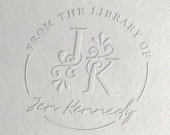 Custom Book Embosser Personalized from the library of Book Stamp. Personal gift for book lovers This Book Belongs to Monogram Designs