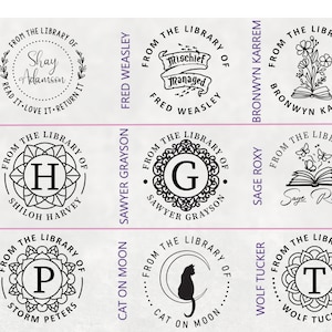 Sello personalizado para libros, sello floral para biblioteca imagen 4