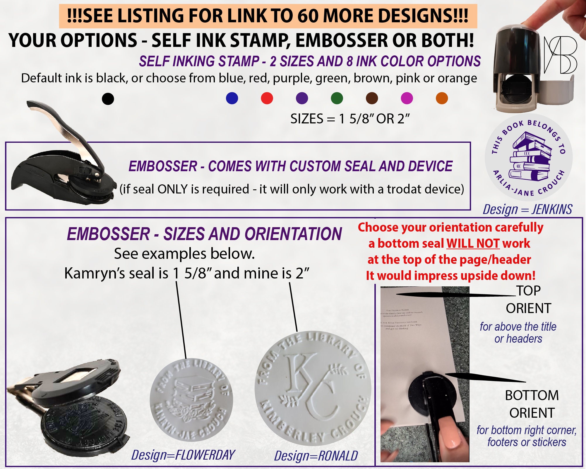 Custom Personal Embosser for Books. Custom Label Your Library Etsy