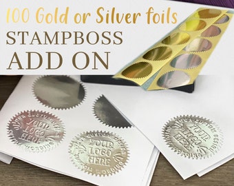 100 Gold or Silver foils to add to your Custom Embosser order! Stickers for your embossed impression