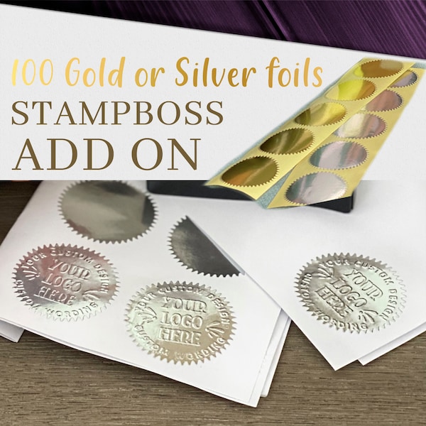 Custom Embossed Gold Foil Stickers - Etsy
