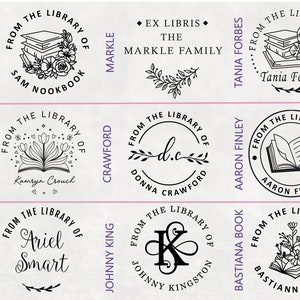 Sello personalizado para libros, sello floral para biblioteca imagen 5