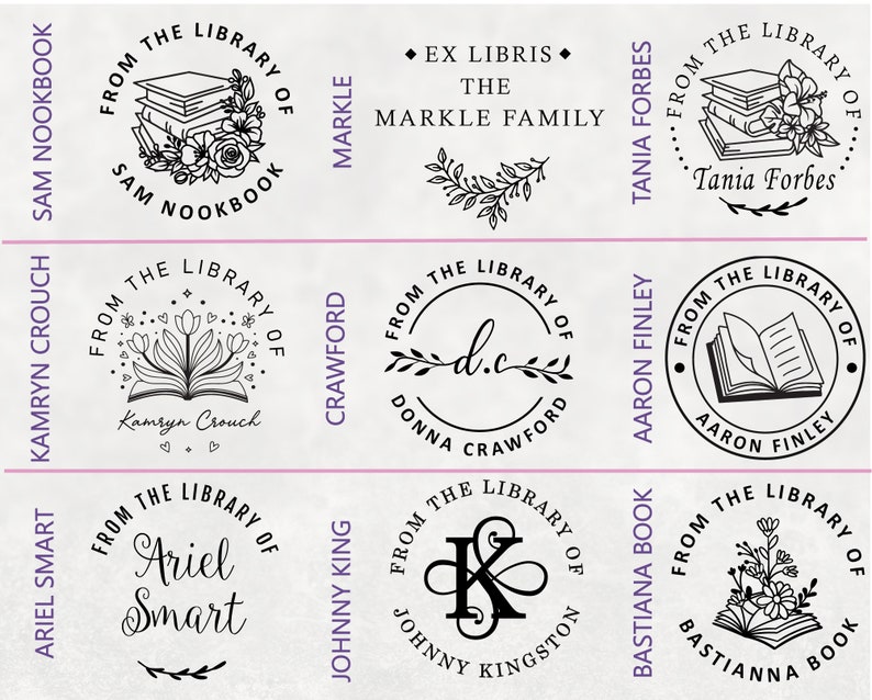 Sello personalizado para libros, sello floral para biblioteca imagen 5