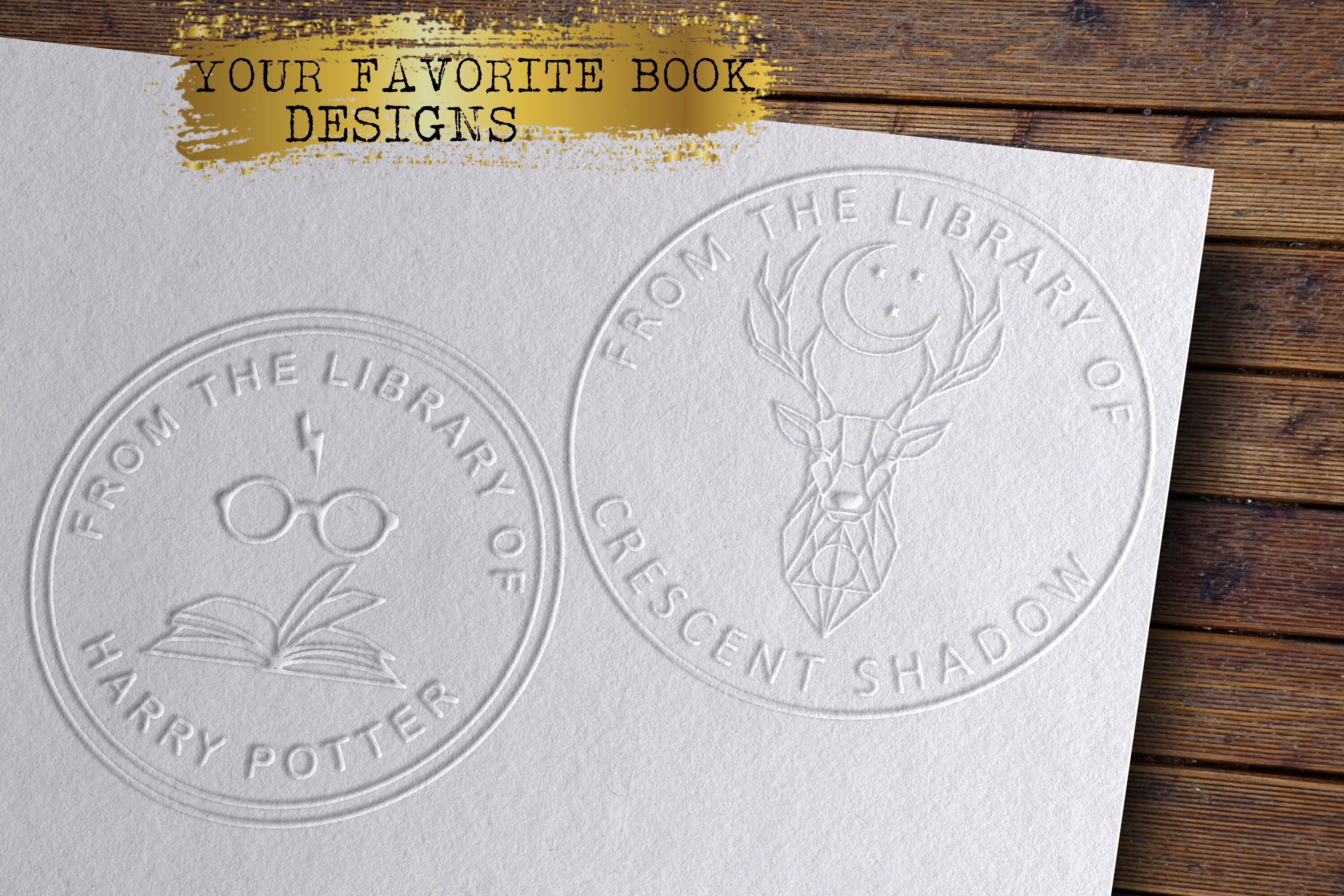Custom Wreath Initial Book Belongs To Library Embosser - Personalized Book Stamp With Decorative Design By