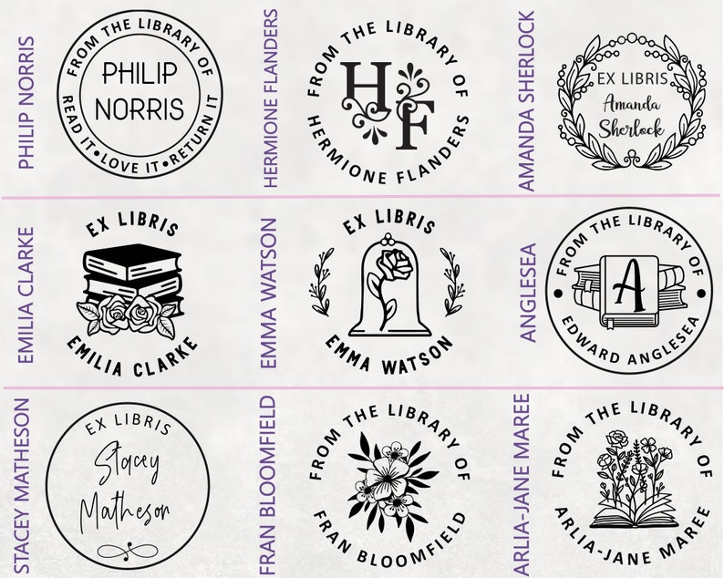 Book Embosser Custom with your name and chosen Design From the Etsy