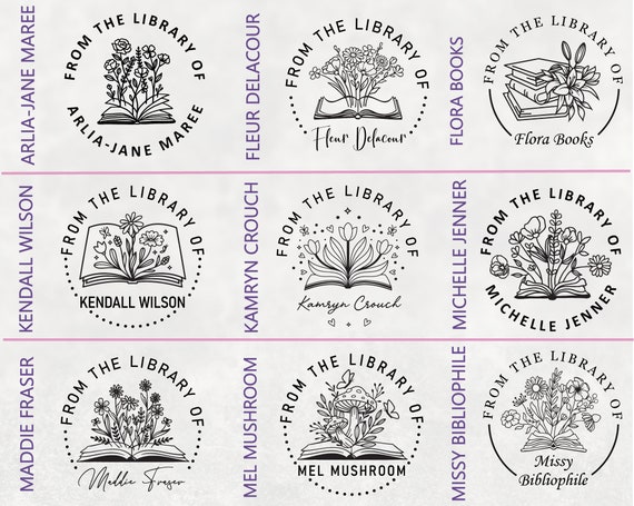 Books with flowers Book Stamp