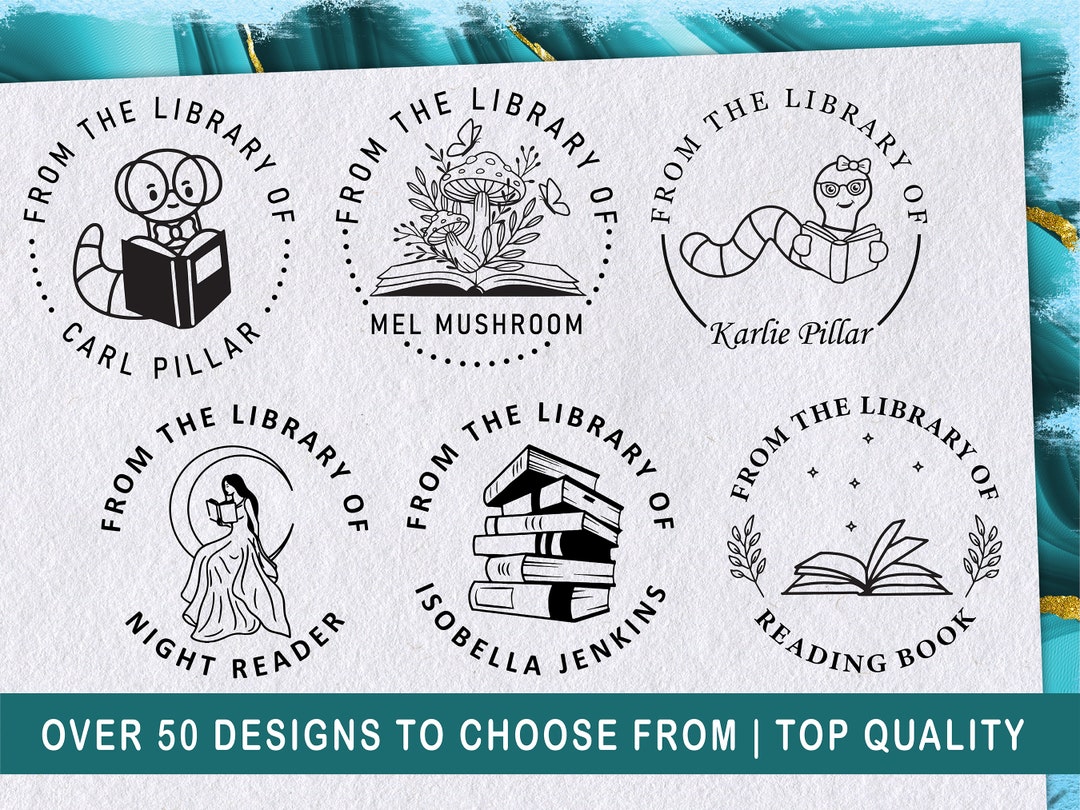 Custom From the Library of Book Stamp, Self Ink Stamper or Wooden