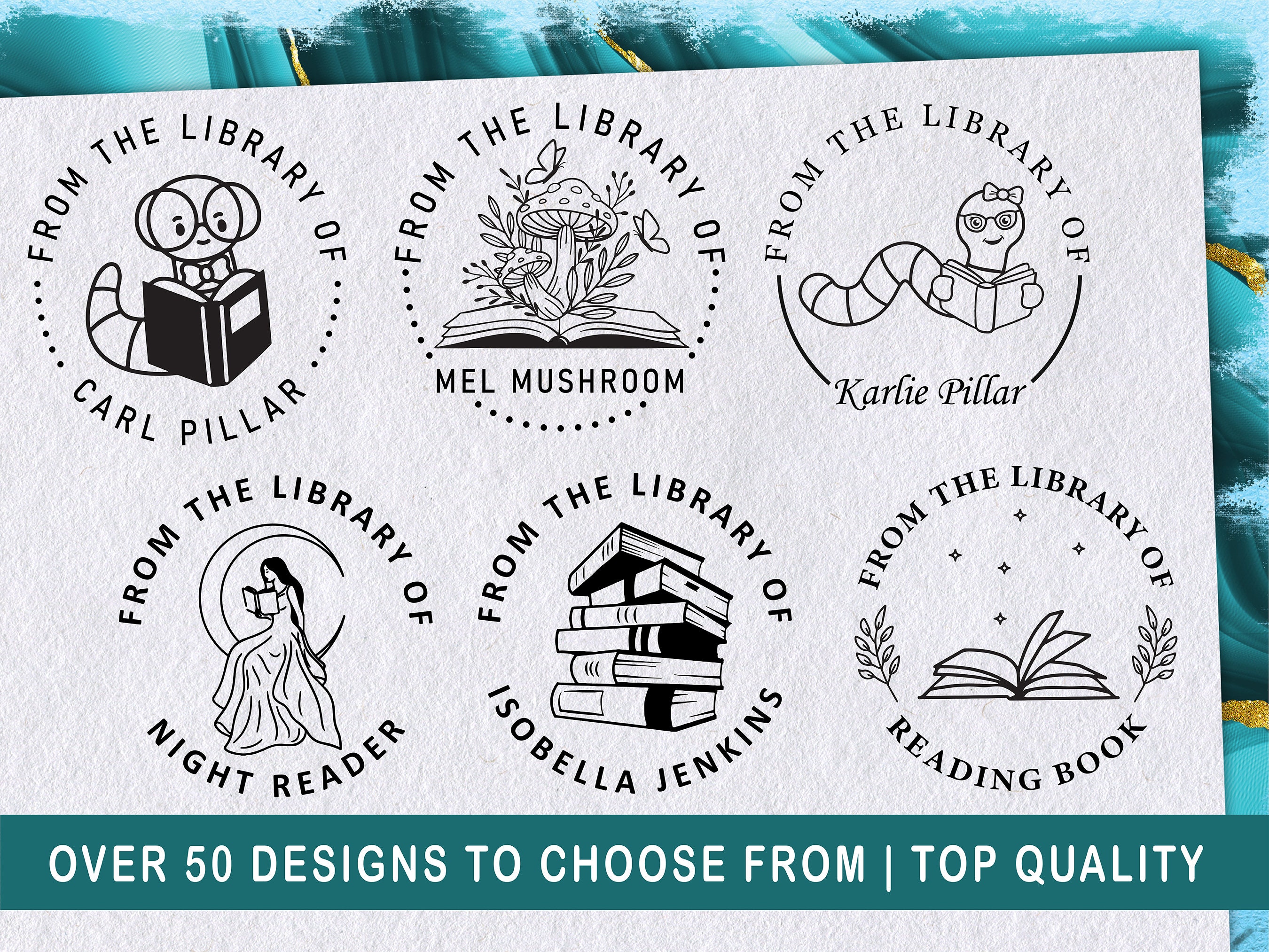 Custom From the Library of Book Stamp Self Ink Stamper or Etsy