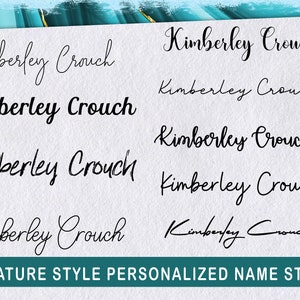 Sello de nombre de firma - Sello de tinta propia o mango de madera personalizado con nombre Cursive Script Caligrafía Opciones de fuente 1 o 2 líneas