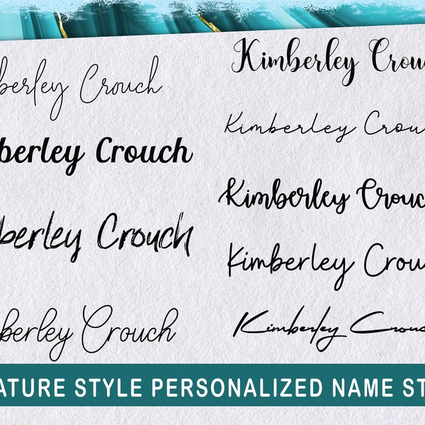 Signature Name Stamp - Self Ink or Wooden Handle Stamper Custom Personalized with Name Cursive Script Calligraphy Font options 1 or 2 line