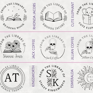 Skelett, Blumen, Bücher, Sonnenblumen Custom Book Embosser Personalisiert aus der Bibliothek von , Buch gehört dazu, Ex Libris