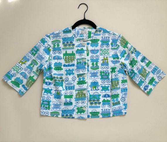 XS 50s/60s Novelty Print Blouse Shirt | Fruit Mar… - image 3