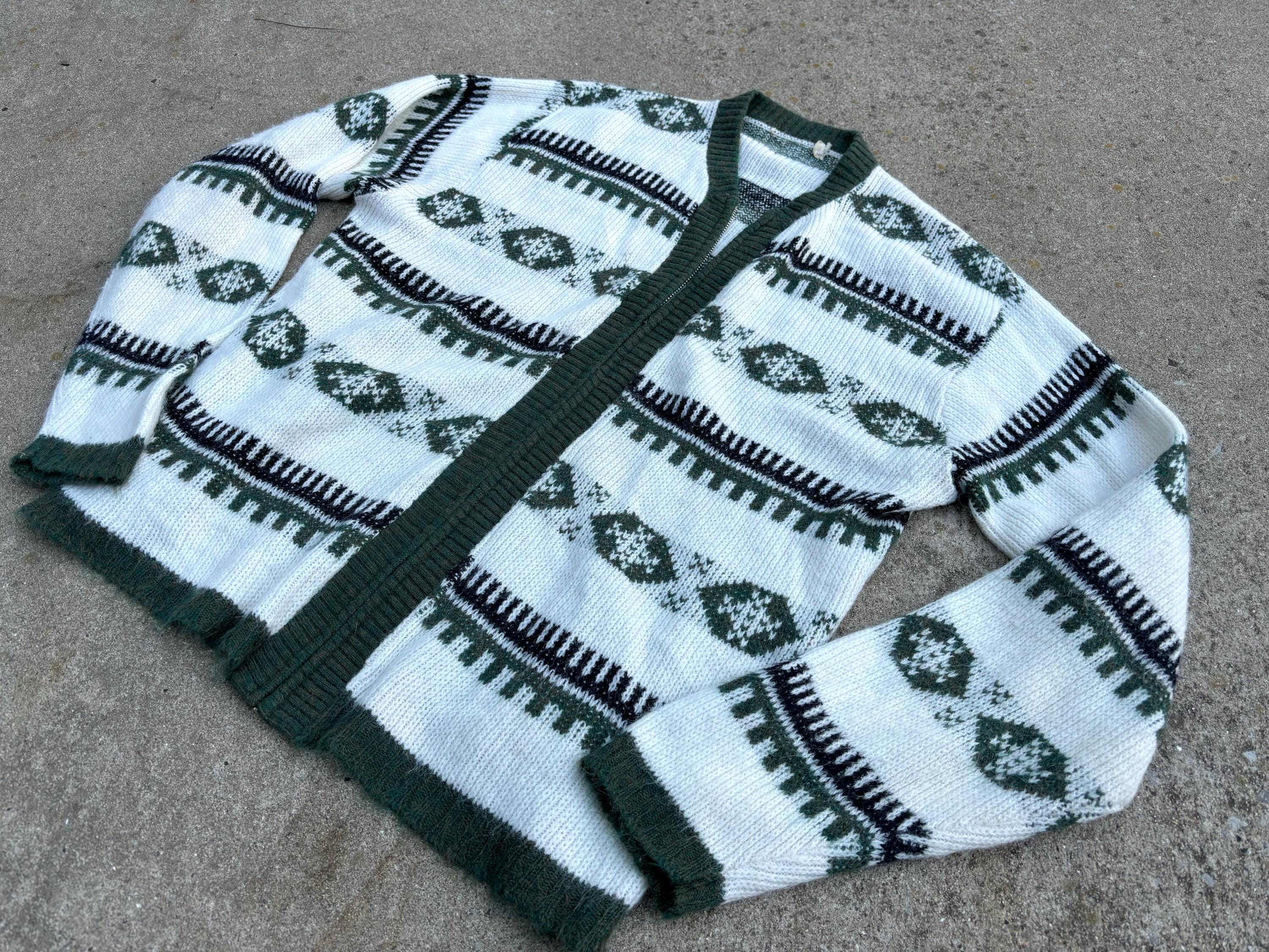 L 60s Vintage Zip up Cardigan | Men's Wool Sweater - Etsy