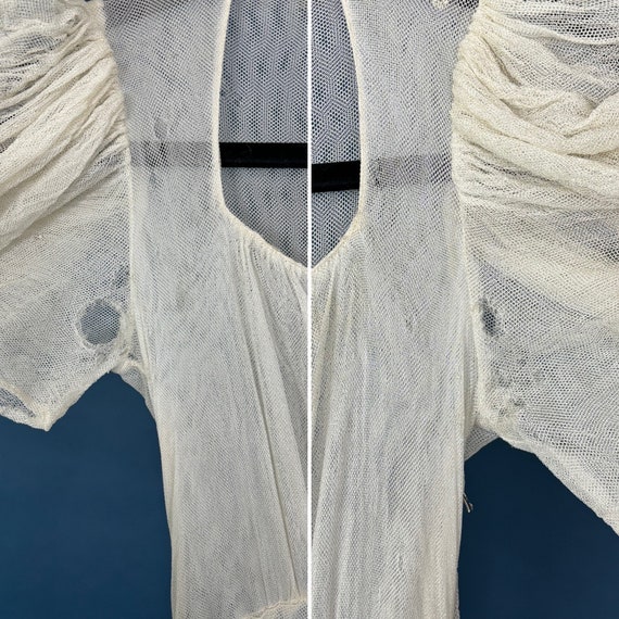 XS 30s Vintage Mesh Wedding Dress | White Antique… - image 10
