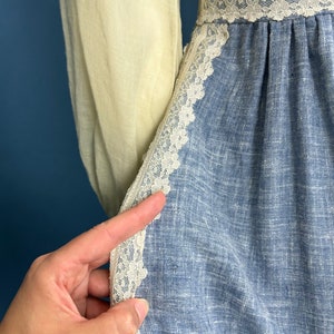 Sz 7 60s Black Label Gunne Sax Maxi Dress | Boho Lace Denim - Etsy