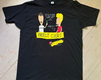 Vintage 1993 Beavis and Butthead T-shirt Insect Court Black XL MTV
