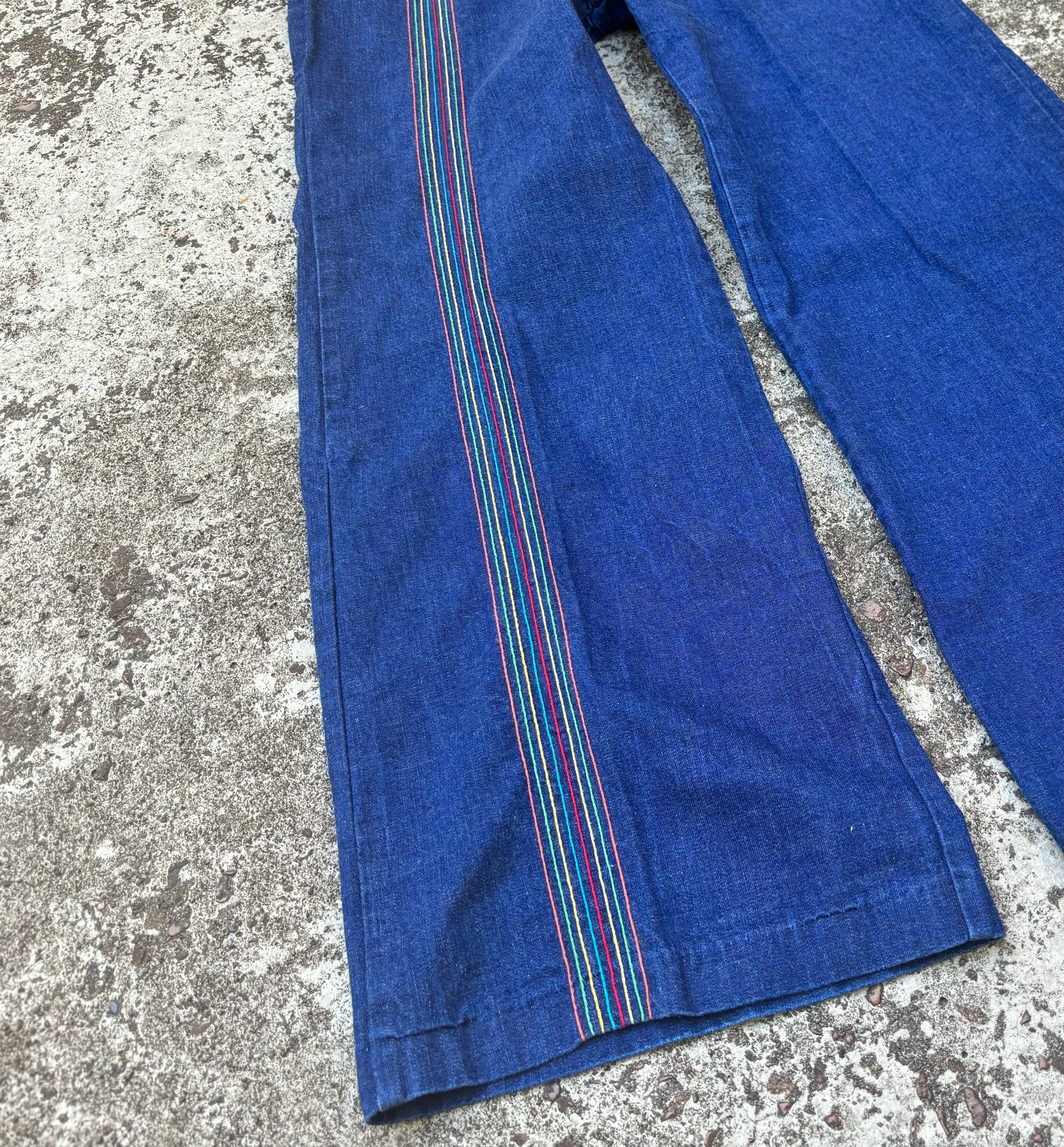 S*r様 70s80s vintage stripe bell-botom 42 NEW RETRO 60s 70s 80s 90s MOD STRIPE FLARES JEANS