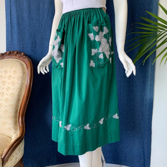 XXS 40s/50s Embroidered Skirt *With Pockets! - image 5