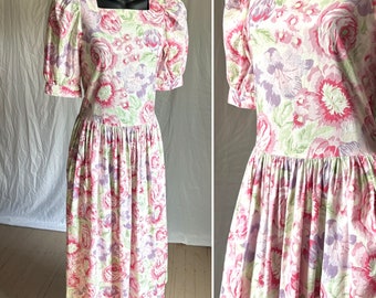 XS/S Vintage 80s Laura Ashley Floral Pastel Dress