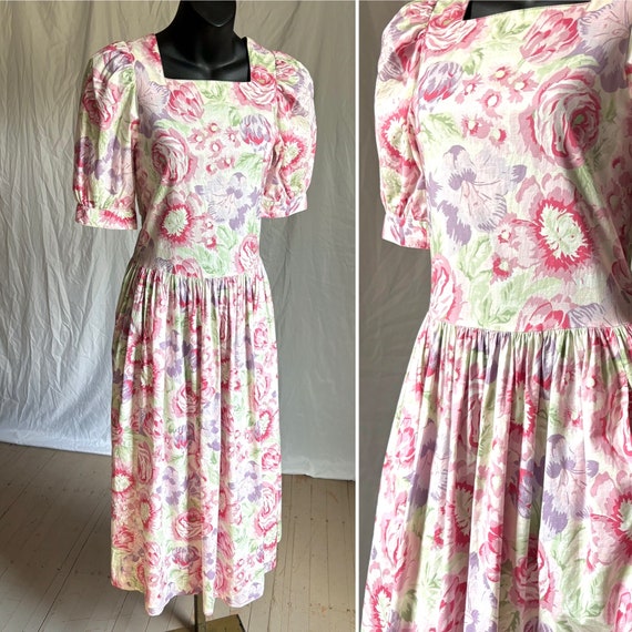 XS/S Vintage 80s Laura Ashley Floral Pastel Dress