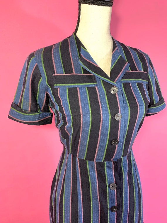 M 50s neon stripe shirtdress