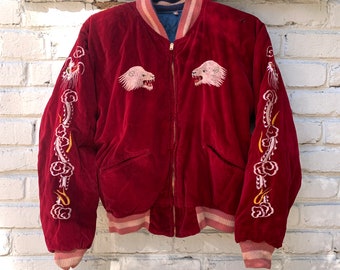 S/M 50s/60s Vintage Sukajan Souvenir Jacket | Embroidered Bomber
