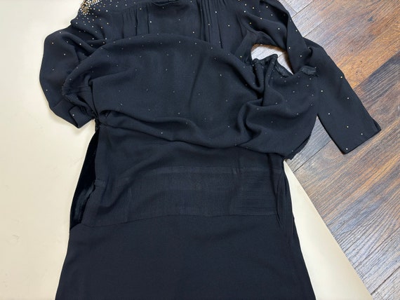 M 40s Studded Peplum Dress | Vintage Rayon Goth P… - image 6
