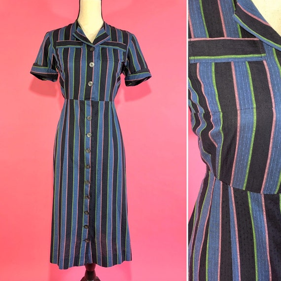 M 50s neon stripe shirtdress