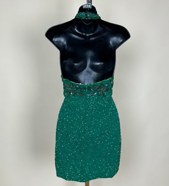 S 90s Vintage Beaded Sequined Mini Dress | Cockta… - image 3