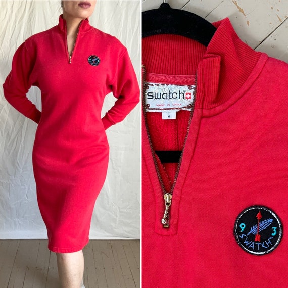 M Vintage 80s/90s Swatch Watch Brand Sweater Dress | Rare Watch Collab Merch