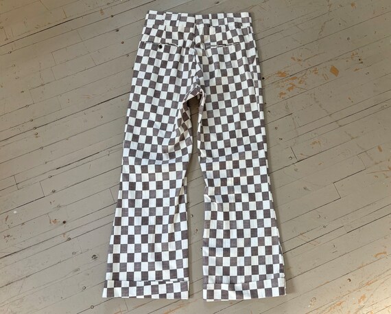 32” Vintage 70s Men’s Check Print Bell Bottoms | … - image 5