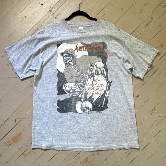 L 90s Vintage Original Metallica Gravekeeper Pushead Graphic Tee 