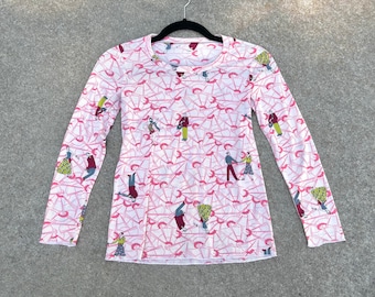 XS 70s Jazz Flapper Dance Print Top | 20s 30s All Over Print Graphic Tee