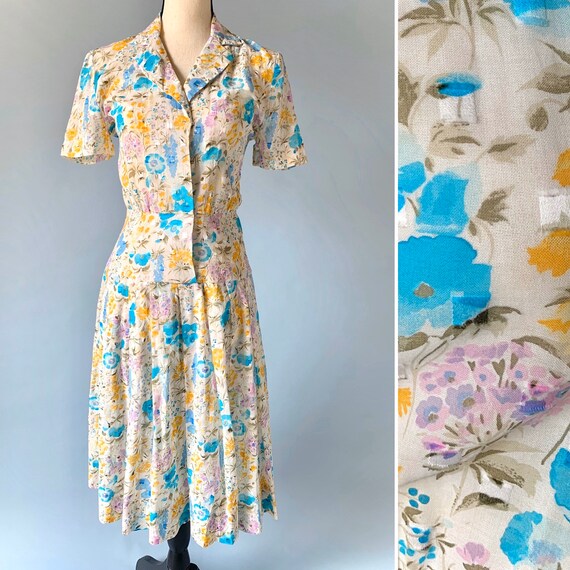 1940s sheer floral dress