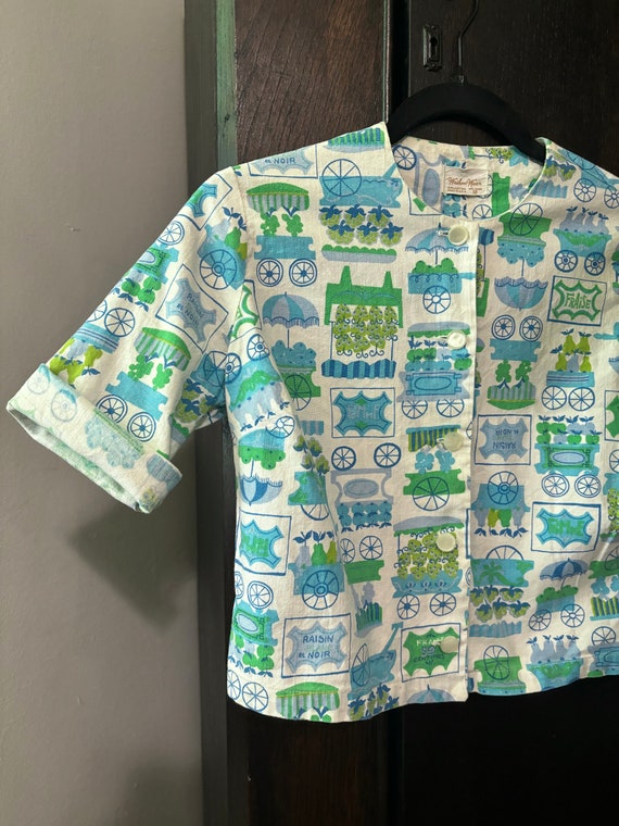 XS 50s/60s Novelty Print Blouse Shirt | Fruit Mar… - image 10