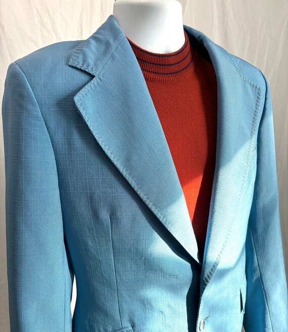M 60s Vintage Men’s Suit | Sz 38 Blue Mod Mid Cen… - image 8
