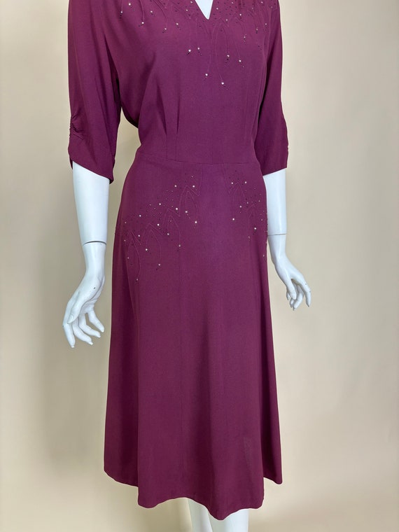 M 40s Studded Rhinestone Dress | Vintage Rayon - image 4