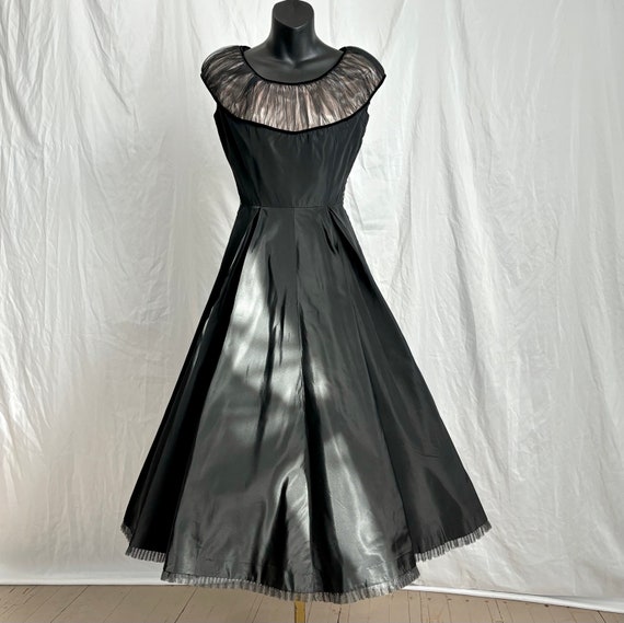 XS 50s Taffeta and Tulle LBD | Vintage Pink Satin… - image 3