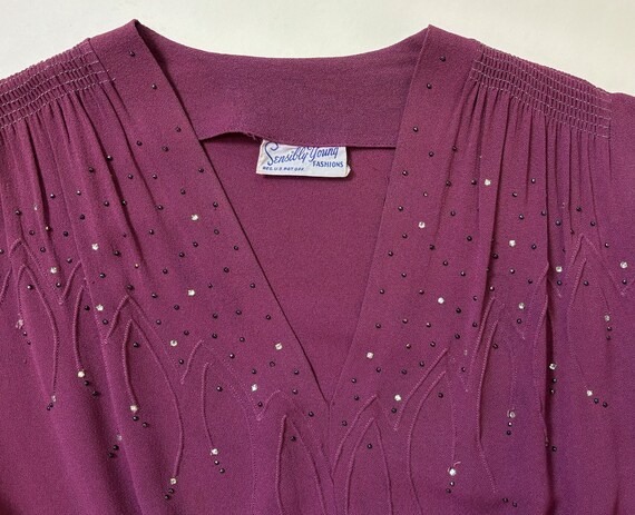 M 40s Studded Rhinestone Dress | Vintage Rayon - image 6