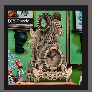 Wooden Modeling Adults hand-assembled Wooden Puzzle DIY Baroque clock tower 3d alarm clock animal model boy puzzle toy birthday gift